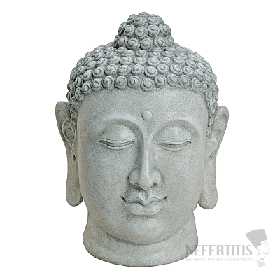 Buddha-Kopf, japanische Statue, grau, 48 cm