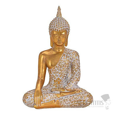 Buddha berührt die Erde Thailändische Figur mit goldfarbener Patina