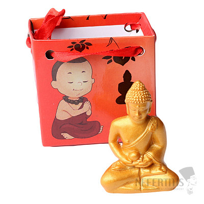 Buddha meditující zlatý v dárkové taštičce