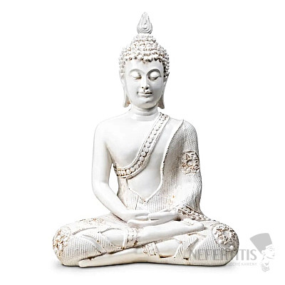 Buddha meditating Thai statuette white antique look