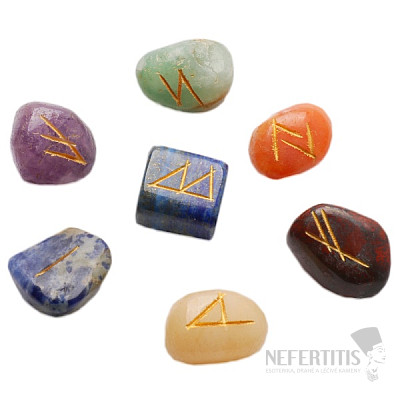 Chakra-Stein mit Runen besetzt
