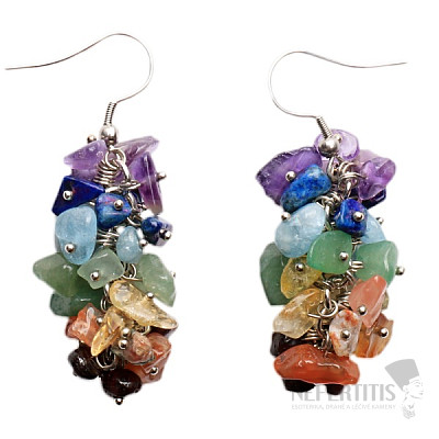 Chakra earrings made of seven types of semi-precious stones