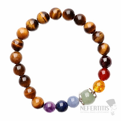 Chakra bracelet with a tiger&#39;s eye bead