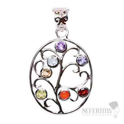 Chakra pendant oval decorated with Ag 925