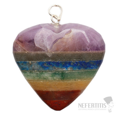 Chakra heart pendant made of semiprecious stones