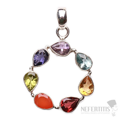 Chakra pendant circle of drops silver Ag 925