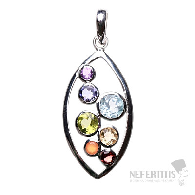 Chakra pendant circles in an oval silver Ag 925