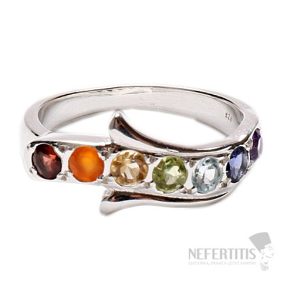 Chakra ring Infinity silver with semi-precious stones Ag 925