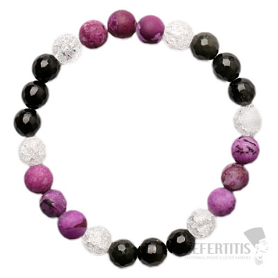 Charoite, black obsidian and crystal bead bracelet RB Design 38