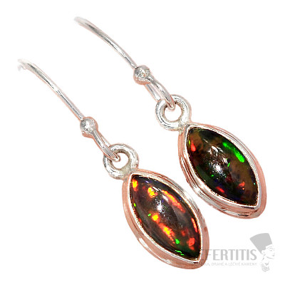 Äthiopische schwarze Opalohrringe Silber Ag 925 E74