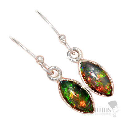 Opál čierny etiópsky náušnice striebro Ag 925 E81