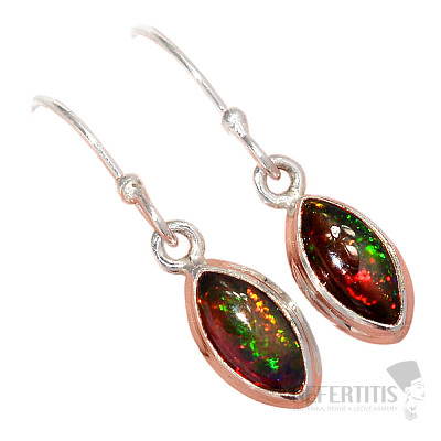Ethiopian black opal earrings silver Ag 925 E90