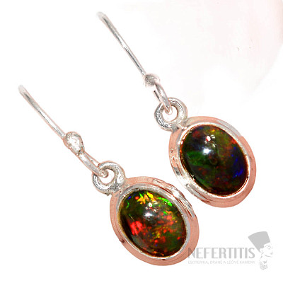 Ethiopian black opal earrings silver Ag 925 E96