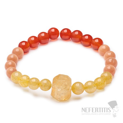 Carnelian, sagenite, citrine and ulexite author's bracelet RB Design 148