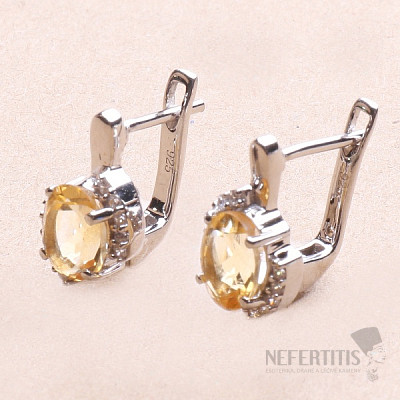 Silver earrings with cut citrines and zircons Ag 925 010645 CT