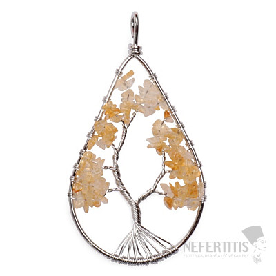 Citrine pendant Tree of life big drop