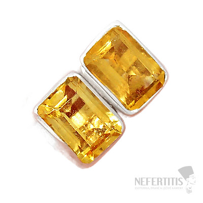 Citrín broušený náušnice pecky stříbro Ag 925 E879
