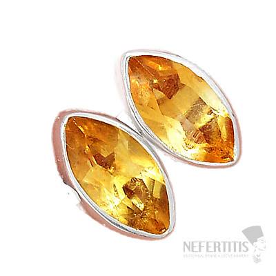 Citrín broušený náušnice pecky stříbro Ag 925 E882