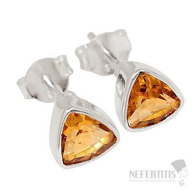 Citrín broušený náušnice pecky stříbro Ag 925 E921