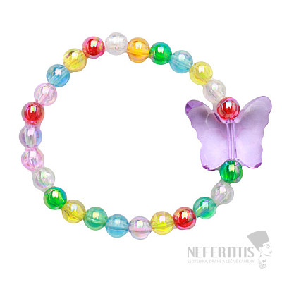 Detský náramok s farebnými perličkami as motýľom