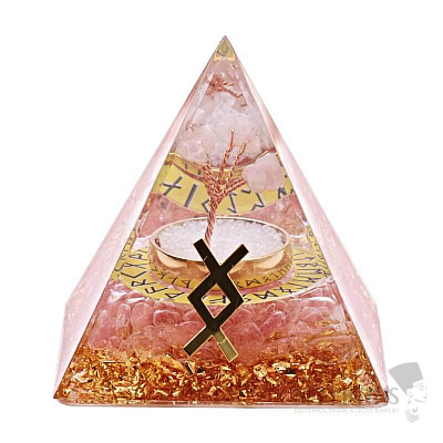 Orgonit pyramida s růženínem Runa Inguz