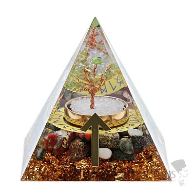 Orgonite Pyramid with Dragonstone Rune Teiwaz