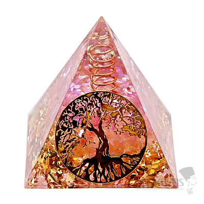 Orgonite Pyramid Tree of Life with Pink Crystal