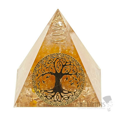 Orgonite pyramid Tree of life with citrine