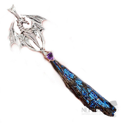 Designer pendant kyanite rainbow titanium aura silver Ag 925 P2046