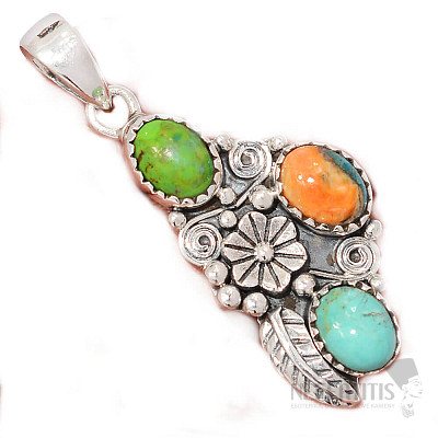 Designer-Anhänger, türkis, Silber Ag 925 P2257