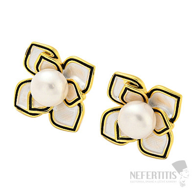 Gold-plated earrings Flower with pearl