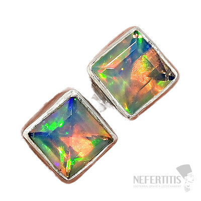 Opál etiopský broušený náušnice pecky stříbro Ag 925 E158