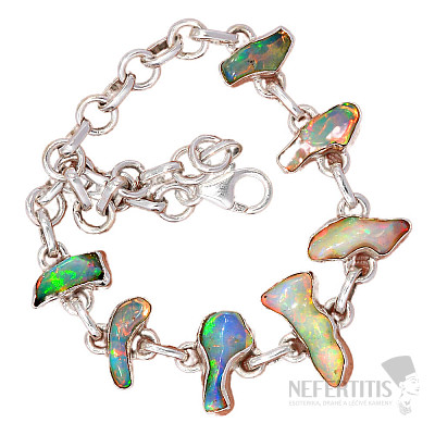 Opál etiopský surový náramek stříbro Ag 925 B76