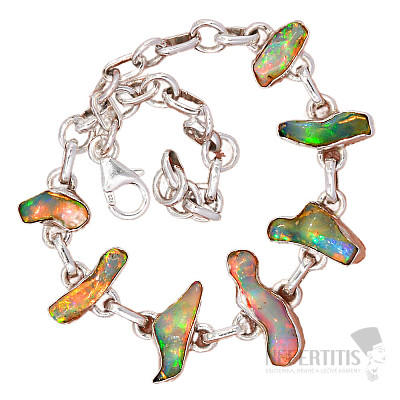 Opál etiopský surový náramek stříbro Ag 925 B79