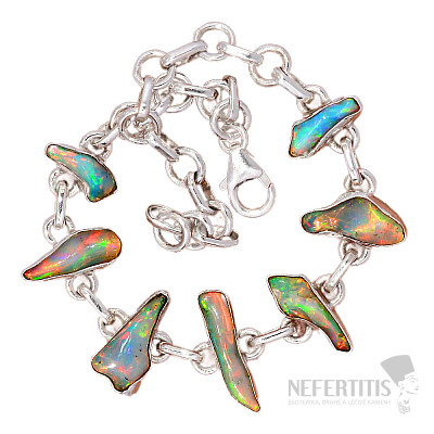 Opál etiopský surový náramek stříbro Ag 925 B84