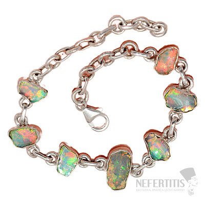 Ethiopian opal raw bracelet silver Ag 925 B98