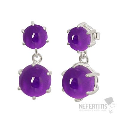 Silver dangle earrings with amethyst