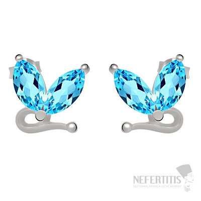 Silver earrings with blue topaz