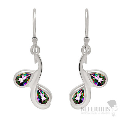 Silver dangle earrings with mystical topaz