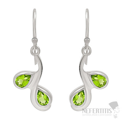 Silver dangle earrings with olivine
