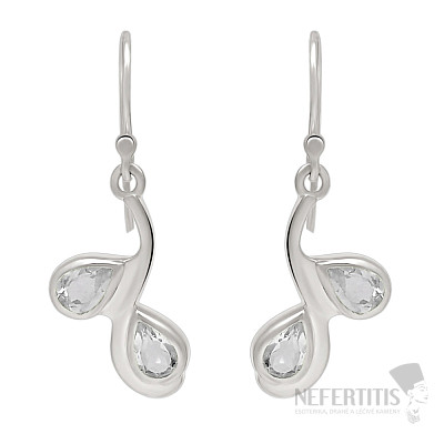 Silver dangle earrings with crystal