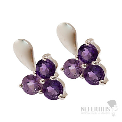 Silver earrings with amethyst Trefoil