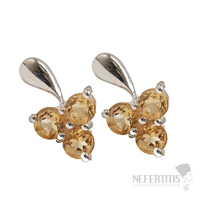 Silver earrings with citrine Trefoil