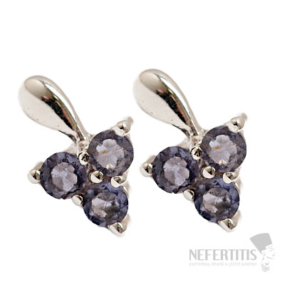 Silver earrings with iolite Trefoil