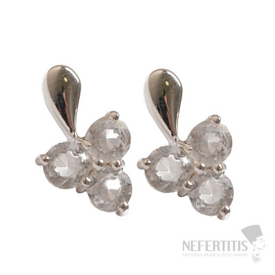 Silver stud earrings with crystal Trefoil