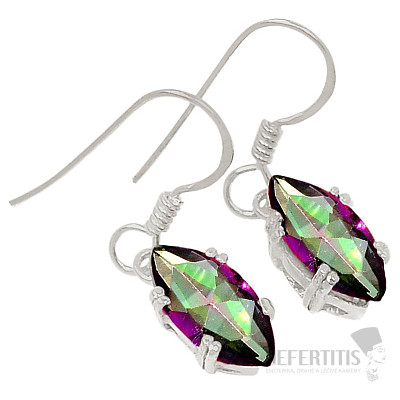 Silver dangle earrings with mystical topaz