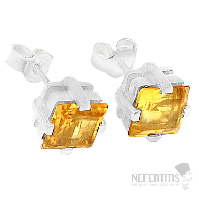 Silver earrings with citrine stones