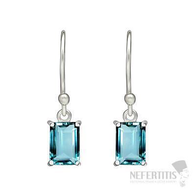 Silver dangle earrings with aquamarine
