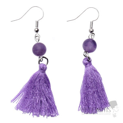 Amethyst satin earrings with tassel