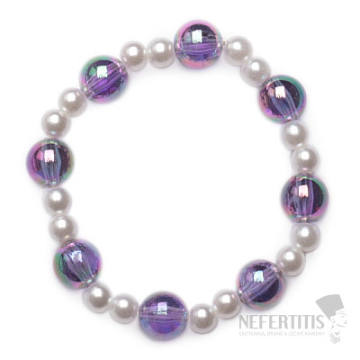 Kinderarmband aus lila Acrylperlen mit Perlen